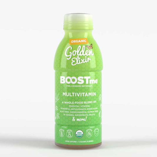 BOOSTme Organic Golden Elixir Liquid Multivitamin Bottle