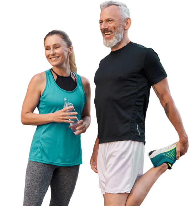 Two Happy People in Workout Clothes