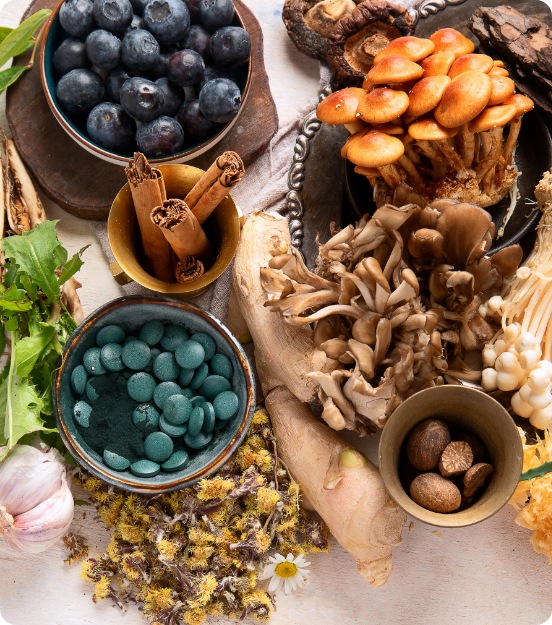 Blueberries, Cinnamon, Mushrooms, and Other Produce Items